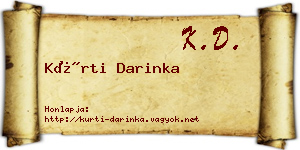 Kürti Darinka névjegykártya
